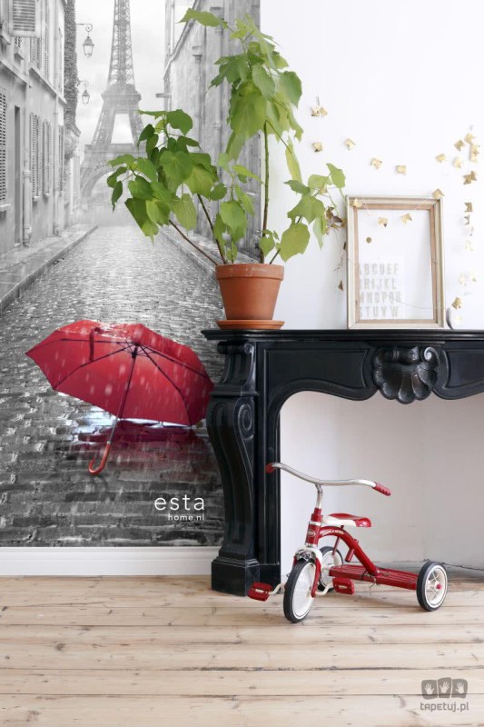 Fototapeta na flizelinie Paryż wieża Eiffla czerwony parasol