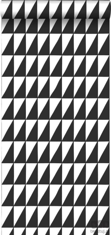 Tapeta czarno biała wzór geometryczny trójkąty na flizelinie