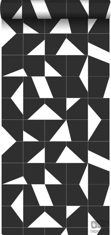 Tapeta na flizelinie biało czarna wzór geometryczny