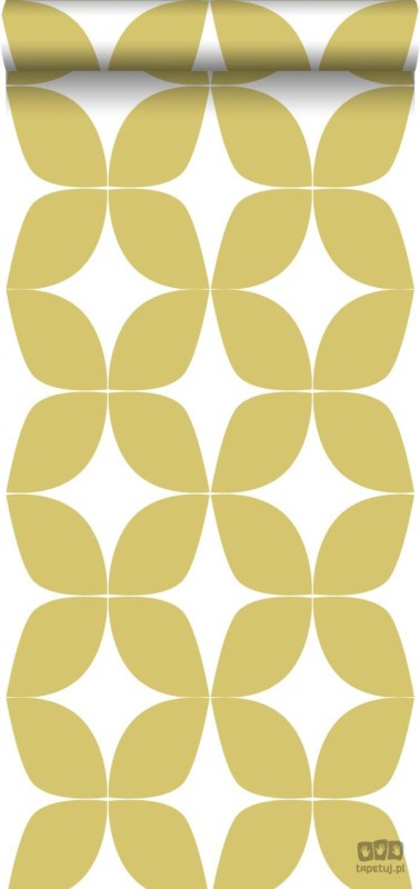 Biała tapeta w żółte elementy