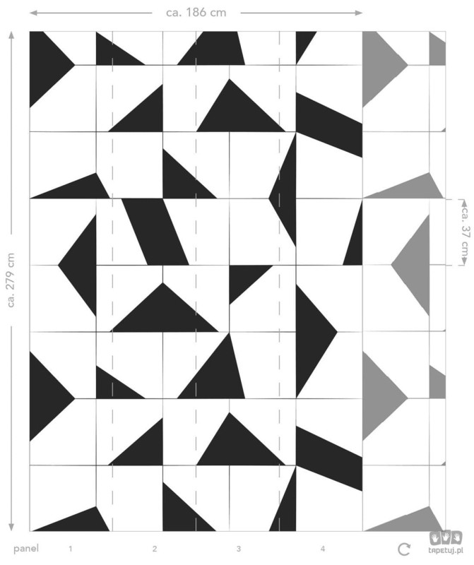 Fototapeta czarno biały wzór geometryczny flizelina