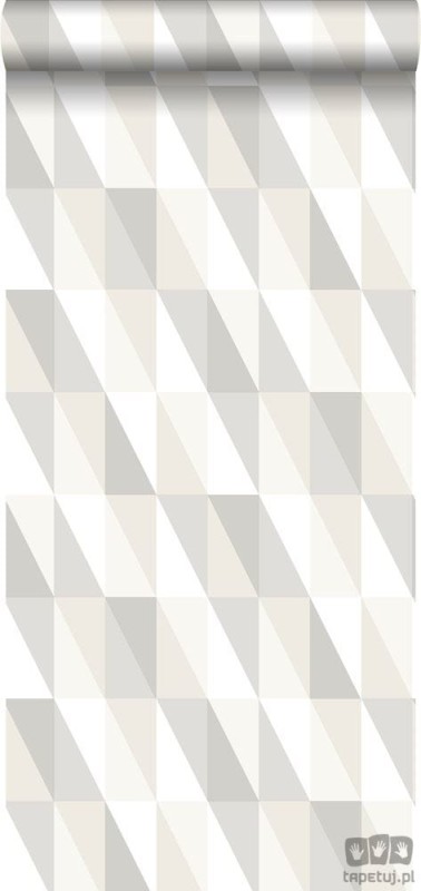 Tapeta wzór geometryczny trójkąty odcienie beżu flizelina