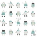 Tapeta na flizelinie biała w szare i zielone roboty