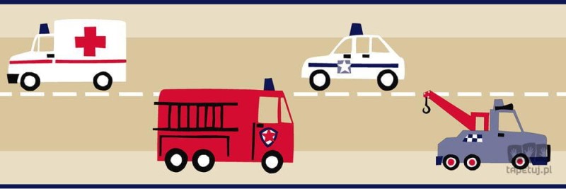 Border ścienny pojazdy beż biel czerwień