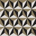 Geometryczna czarno-biała tapeta z brązowym akcentem