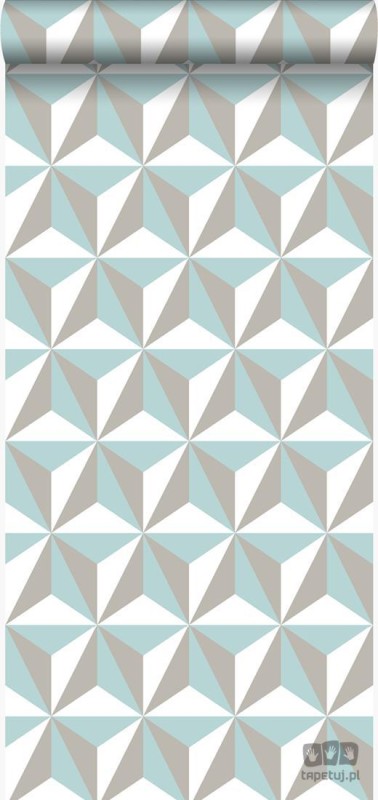 Geometryczna tapeta z niebieskim akcentem