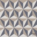 Geometryczna czarno-biała tapeta z brązowym akcentem