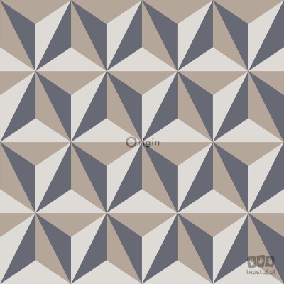 Geometryczna czarno-biała tapeta z brązowym akcentem