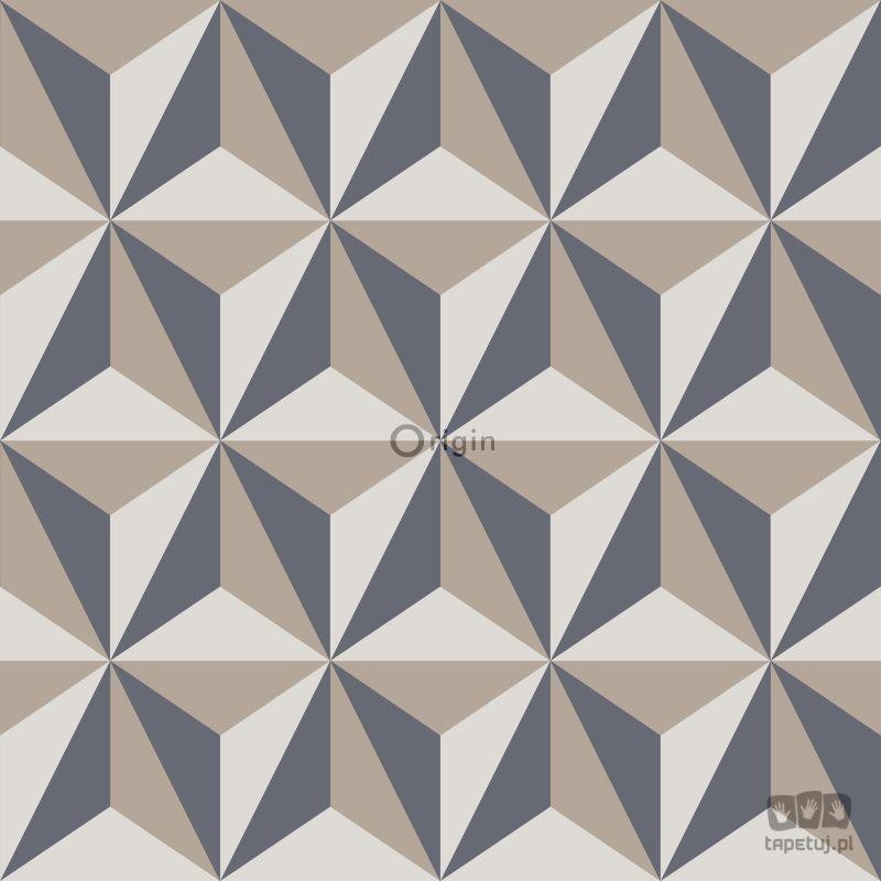 Geometryczna czarno-biała tapeta z brązowym akcentem