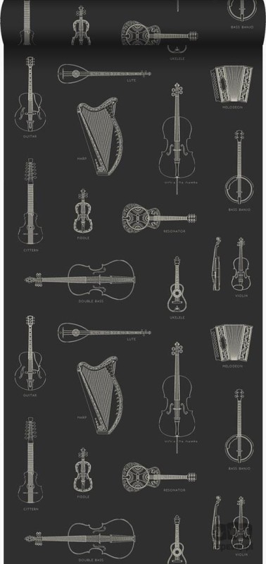 Czarna tapeta z ilustracjami instrumentów