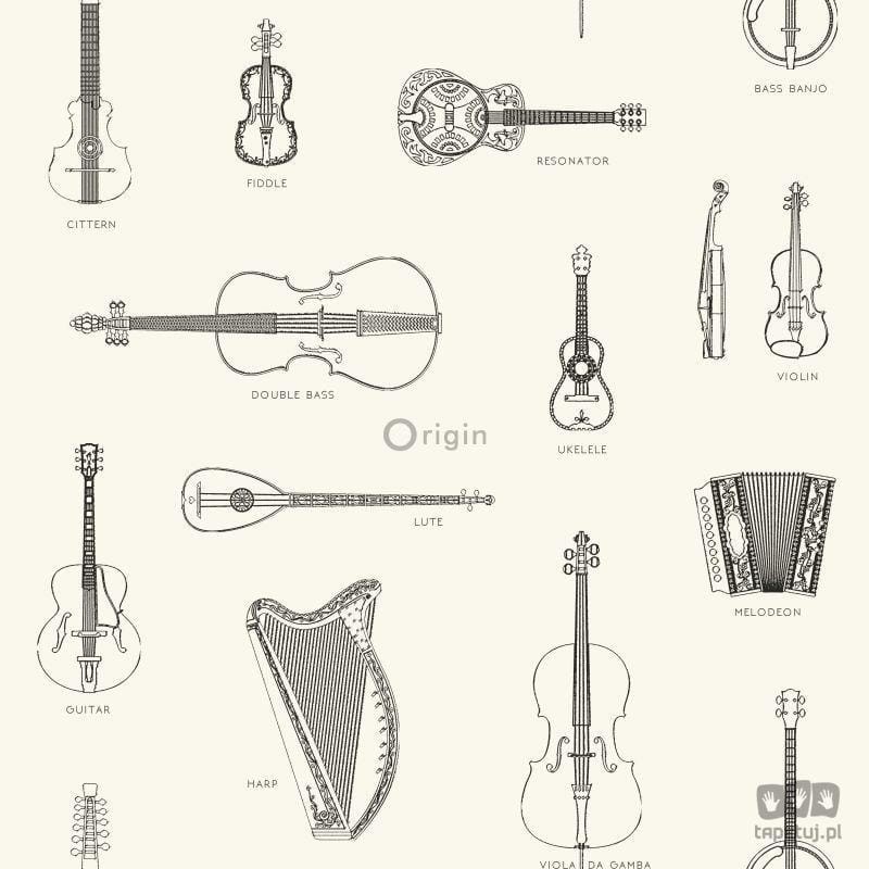 Biała tapeta z ilustracjami instrumentów