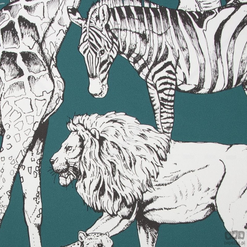 Turkusowa tapeta z motywem zwierząt safari