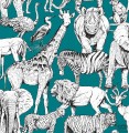 Turkusowa tapeta z motywem zwierząt safari