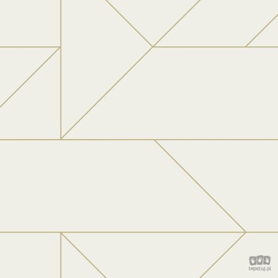 Biała tapeta w złote linie wzór geometryczny