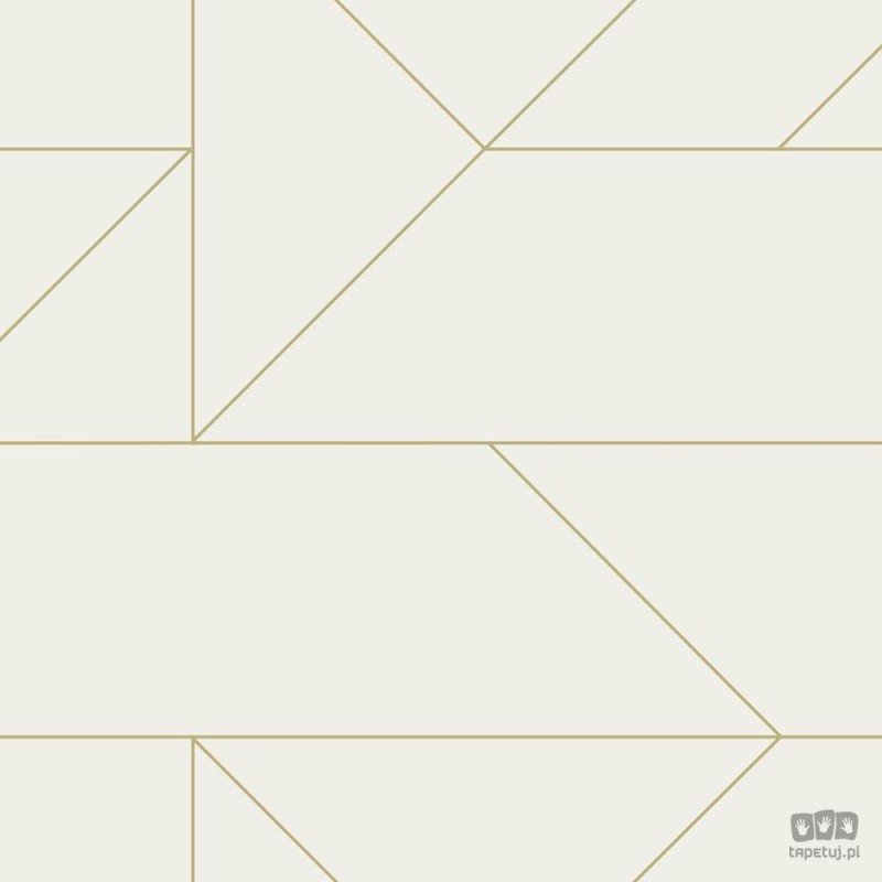 Biała tapeta w złote linie wzór geometryczny