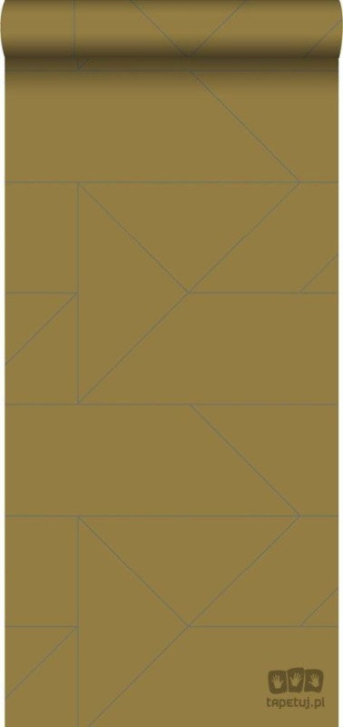 Złota tapeta w srebrne linie wzór geometryczny