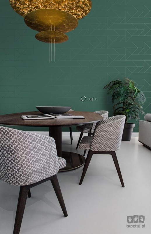 Tapeta w linie wzór geometryczny morska zieleń