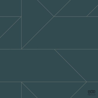 Niebieska tapeta w srebrne linie wzór geometryczny