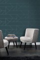 Niebieska tapeta w srebrne linie wzór geometryczny