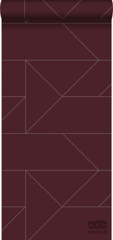 Bordowa tapeta w duży wzór geometryczny