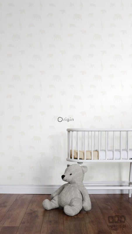 Biała tapeta ze zwierzętami safari