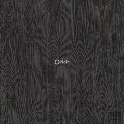 Czarna tapeta na flizelinie z wzorem drewna metaliczne wykończenie
