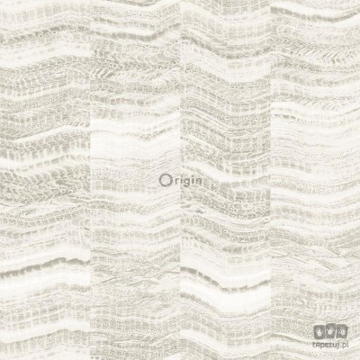 Beżowa tapeta na flizelinie ze wzorem zygzak imitacja marmuru