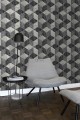 Tapeta na flizelinie w romby 3D z efektem grafitowego marmuru