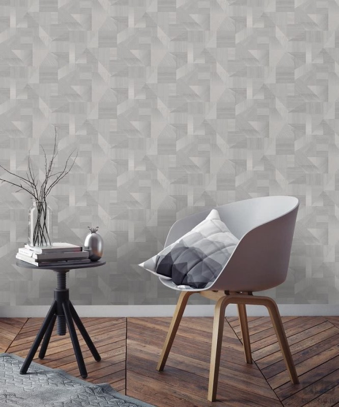 Szara tapeta na flizelinie geometryczna imitacja paneli