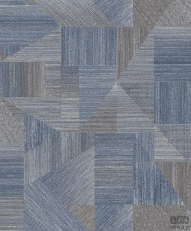 Szaro-niebieska tapeta na flizelinie geometryczna imitacja paneli