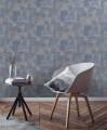 Szaro-niebieska tapeta na flizelinie geometryczna imitacja paneli