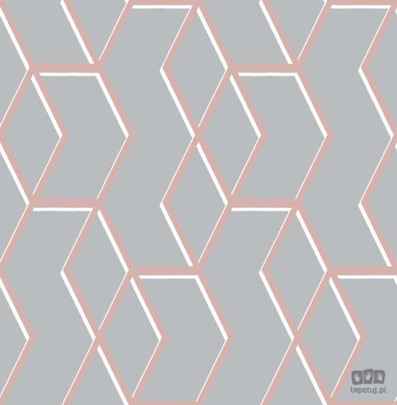 Szara tapeta w złoto-biały wzór geometryczny