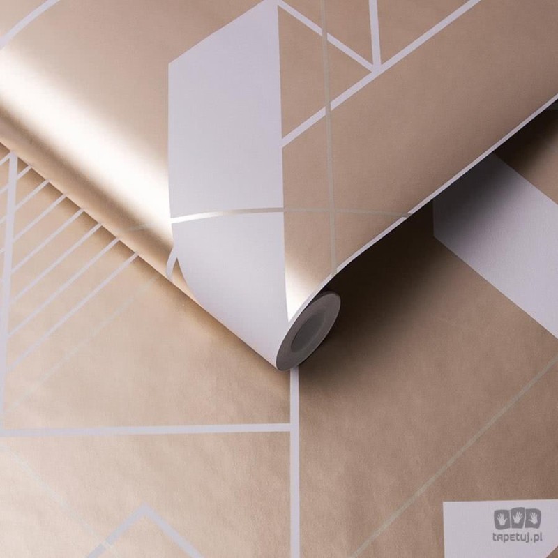 Tapeta geometryczna w odcieniu różowego złota