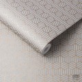 Szara tapeta w złoty wzór geometryczny
