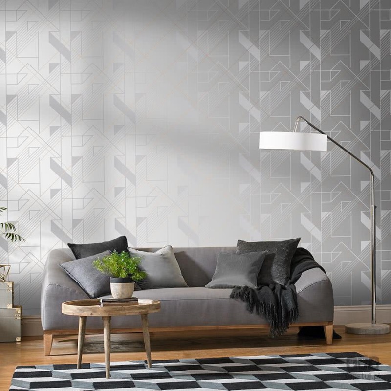 Metaliczna tapeta wzór geometryczny