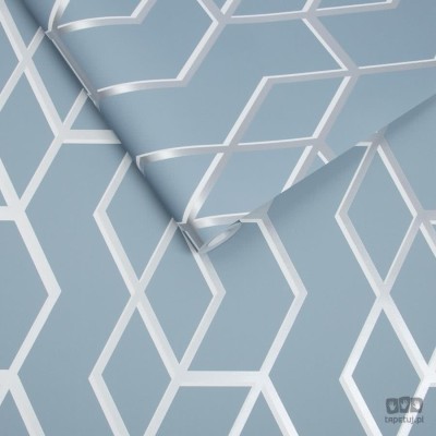 Niebieska tapeta w wzór geometryczny
