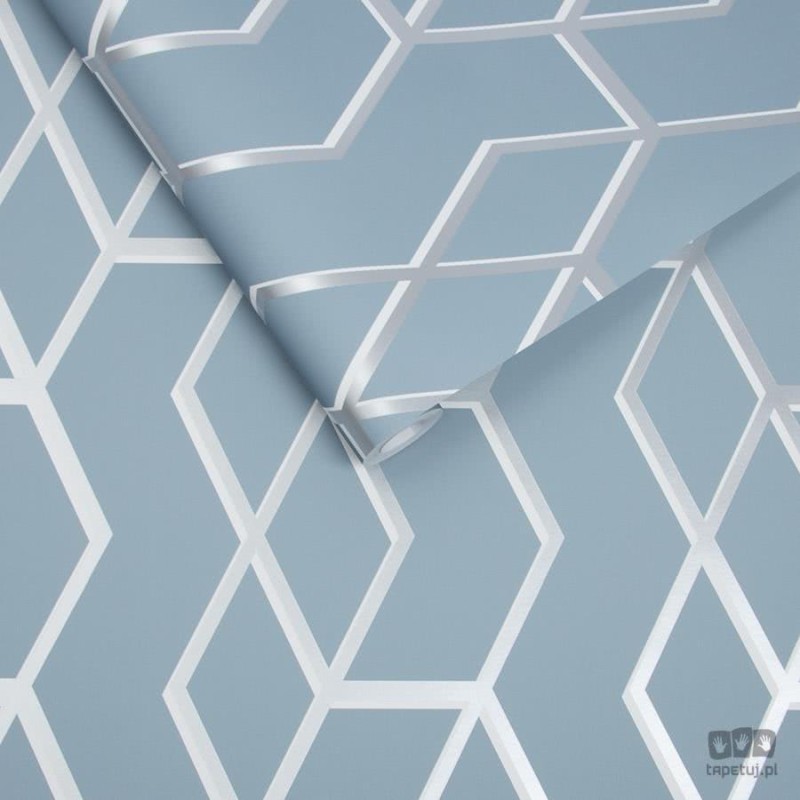 Niebieska tapeta w wzór geometryczny