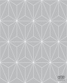 Srebrna tapeta w białe linie wzór geometryczny