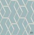 Miętowa tapeta w złoto-biały wzór geometryczny