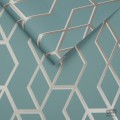 Miętowa tapeta w złoto-biały wzór geometryczny