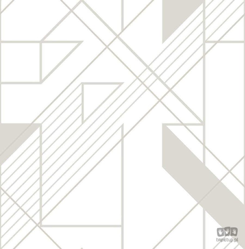 Biała tapeta w metaliczny wzór geometryczny