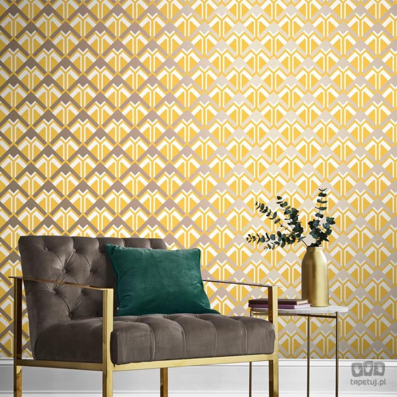 Żółta tapeta art deco w romby