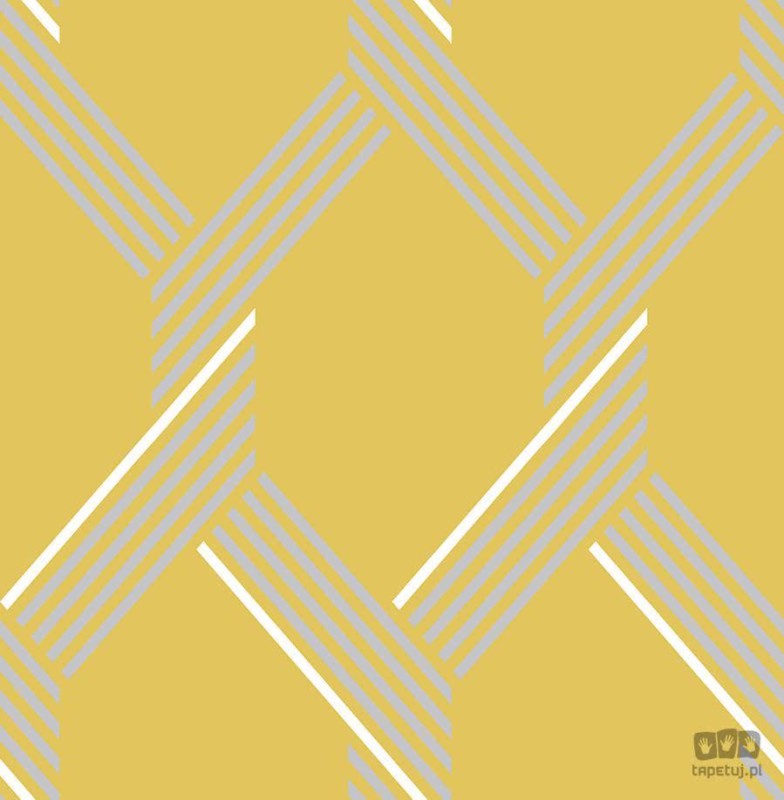 Żółto-musztardowa tapeta wzór geometryczny