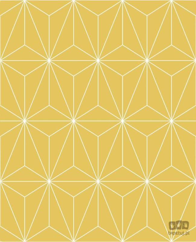 Żółta tapeta w białe linie wzór geometryczny