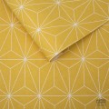 Żółta tapeta w białe linie wzór geometryczny