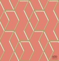 Czerwona tapeta w złoto-biały wzór geometryczny