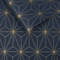 Granatowa tapeta w złote linie wzór geometryczny