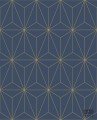 Granatowa tapeta w złote linie wzór geometryczny