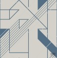 Złota tapeta w niebieski wzór geometryczny