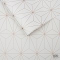 Biała tapeta w złote linie wzór geometryczny